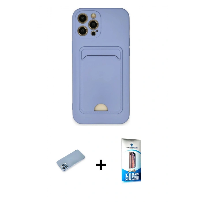 MARSİLYAN™- iPhone 12 Pro Max Kılıf Vadi Çizgi Prime - Siyah 5D Eko Cam Ekran Koruyucu + Mavi Shine Kamera Lens Koruma Cam