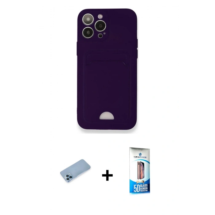 MARSİLYAN™- iPhone 12 Pro Max Kılıf Vadi Çizgi Prime - Siyah 5D Eko Cam Ekran Koruyucu + Mavi Shine Kamera Lens Koruma Cam