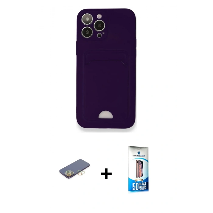 MARSİLYAN™- iPhone 12 Pro Max Kılıf Vadi Çizgi Prime - Siyah 5D Eko Cam Ekran Koruyucu + Renkli Kamera Lens Koruma Cam - SI