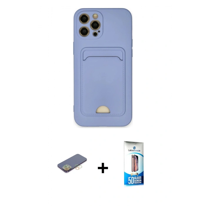 MARSİLYAN™- iPhone 12 Pro Max Kılıf Vadi Çizgi Prime - Siyah 5D Eko Cam Ekran Koruyucu + Renkli Kamera Lens Koruma Cam - SI