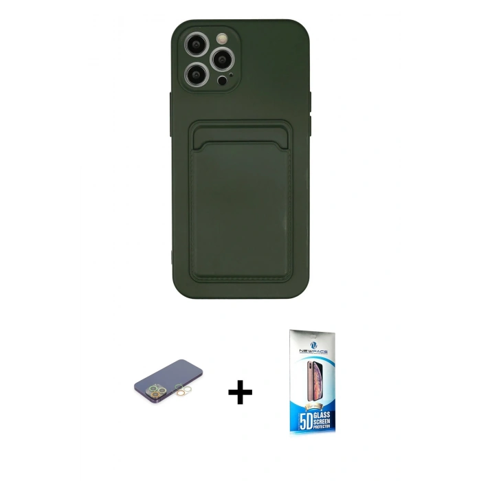 MARSİLYAN™- iPhone 12 Pro Max Kılıf Vadi Çizgi Prime - Siyah 5D Eko Cam Ekran Koruyucu + Renkli Kamera Lens Koruma Cam - SI