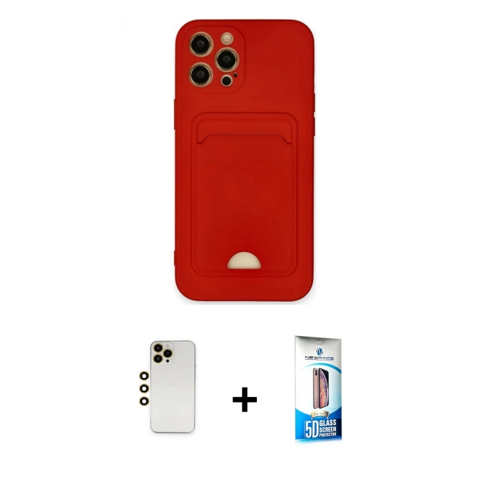 MARSİLYAN™- iPhone 12 Pro Max Kılıf Vadi Çizgi Prime - Siyah 5D Eko Cam Ekran Koruyucu + Shine Kamera Lens - GD
