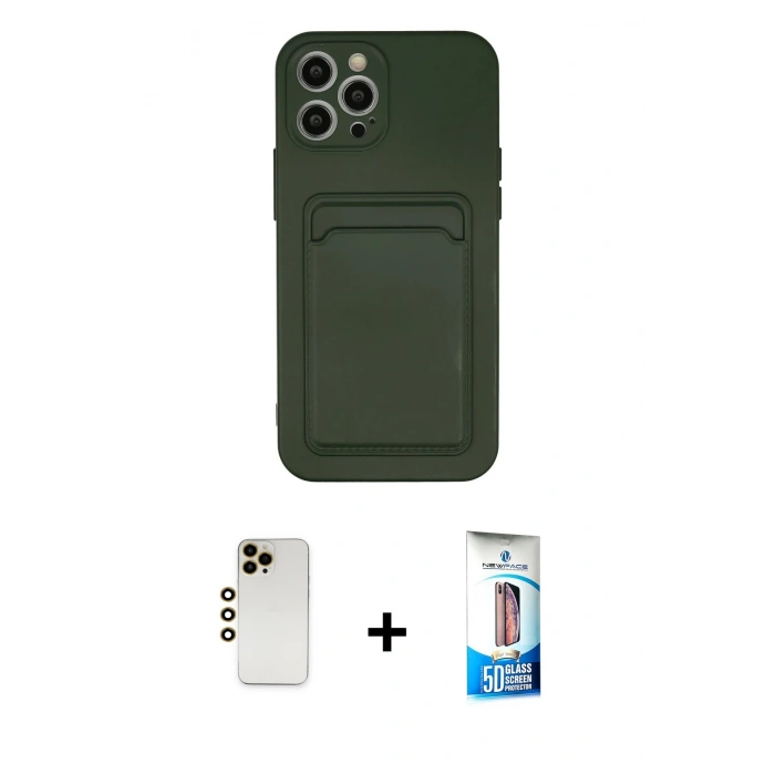 MARSİLYAN™- iPhone 12 Pro Max Kılıf Vadi Çizgi Prime - Siyah 5D Eko Cam Ekran Koruyucu + Shine Kamera Lens - GD