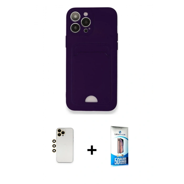 MARSİLYAN™- iPhone 12 Pro Max Kılıf Vadi Çizgi Prime - Siyah 5D Eko Cam Ekran Koruyucu + Shine Kamera Lens - GD