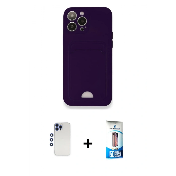 MARSİLYAN™- iPhone 12 Pro Max Kılıf Vadi Çizgi Prime - Siyah 5D Eko Cam Ekran Koruyucu + Shine Kamera Lens - LT