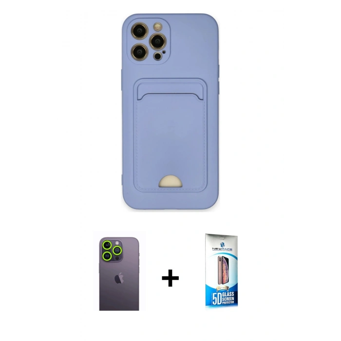 MARSİLYAN™- iPhone 12 Pro Max Kılıf Vadi Çizgi Prime - Siyah 5D Eko Cam Ekran Koruyucu + Neon Fosforlu Kamera Lens - YL