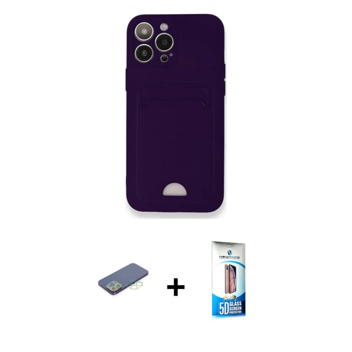 MARSİLYAN™- iPhone 12 Pro Max Kılıf Vadi Çizgi Prime - Siyah 5D Eko Cam Ekran Koruyucu + Renkli Kamera Lens Koruma Cam - YL