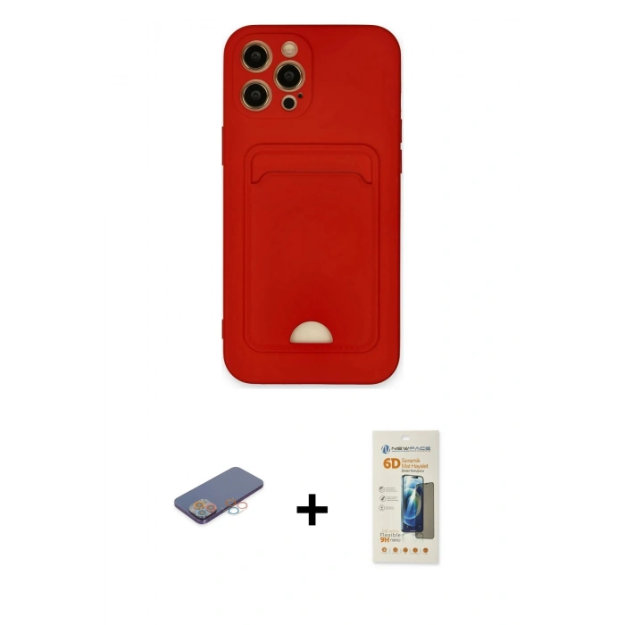 MARSİLYAN™- iPhone 12 Pro Max Kılıf Vadi Çizgi Prime - Siyah 6D Mat Seramik Hayalet Nano Ekran Koruyucu + Renkli Kamera Lens Koruma Cam - PE
