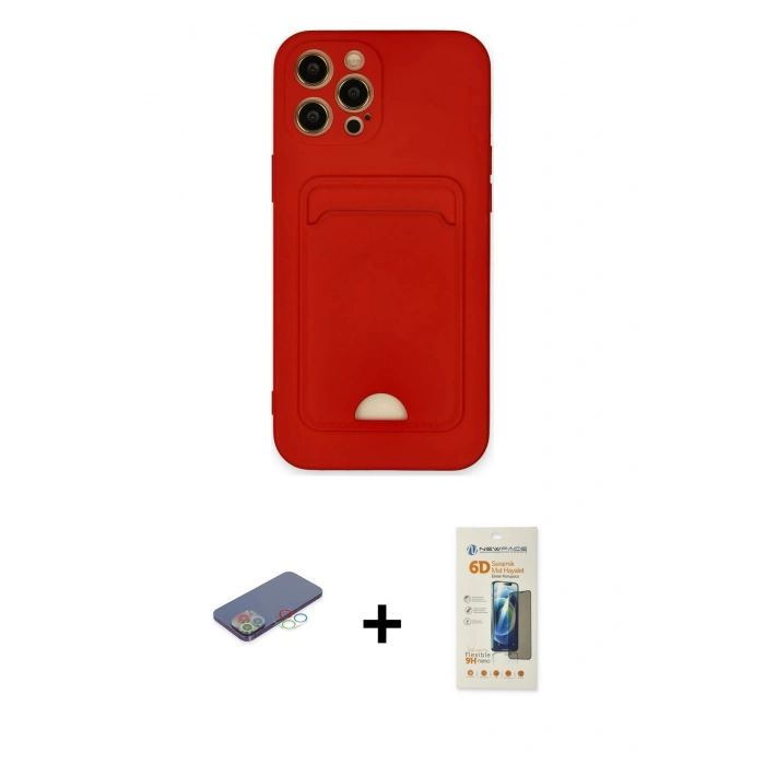 MARSİLYAN™- iPhone 12 Pro Max Kılıf Vadi Çizgi Prime - Siyah 6D Mat Seramik Hayalet Nano Ekran Koruyucu + Renkli Kamera Lens Koruma Cam - MI