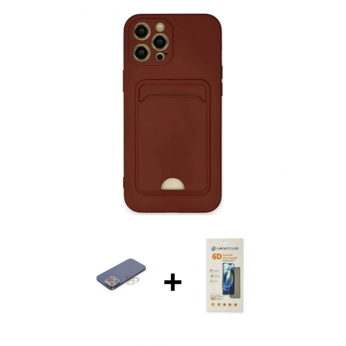 MARSİLYAN™- iPhone 12 Pro Max Kılıf Vadi Çizgi Prime - Siyah 6D Mat Seramik Hayalet Nano Ekran Koruyucu + Renkli Kamera Lens Koruma Cam - MI
