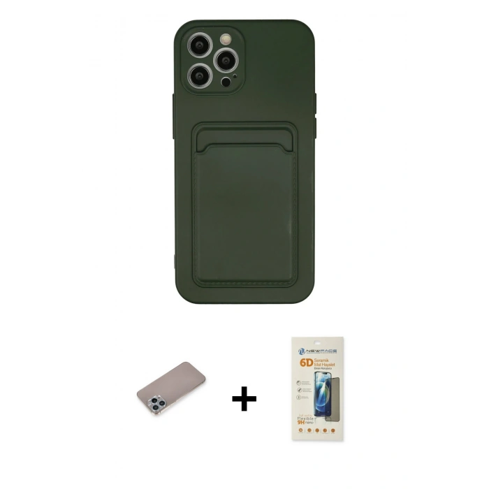 MARSİLYAN™- iPhone 12 Pro Max Kılıf Vadi Çizgi Prime - Siyah 6D Mat Seramik Hayalet Nano Ekran Koruyucu + Shine Kamera Lens Koruma Cam - SABE