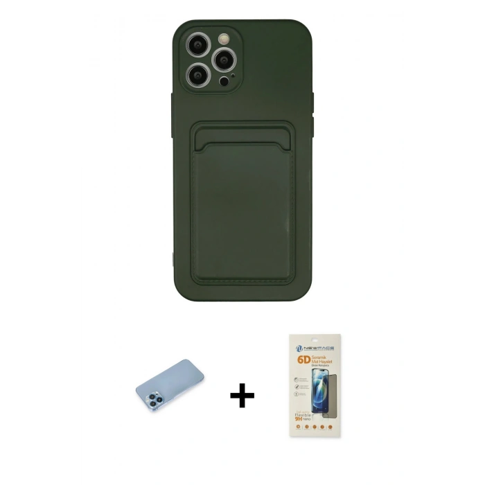 MARSİLYAN™- iPhone 12 Pro Max Kılıf Vadi Çizgi Prime - Siyah 6D Mat Seramik Hayalet Nano Ekran Koruyucu + Shine Kamera Lens Koruma Cam - MI