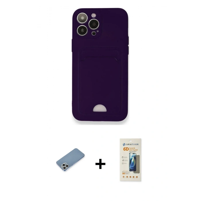 MARSİLYAN™- iPhone 12 Pro Max Kılıf Vadi Çizgi Prime - Siyah 6D Mat Seramik Hayalet Nano Ekran Koruyucu + Gümüş Shine Kamera Lens Koruma Cam