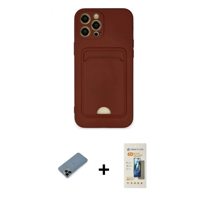 MARSİLYAN™- iPhone 12 Pro Max Kılıf Vadi Çizgi Prime - Siyah 6D Mat Seramik Hayalet Nano Ekran Koruyucu + Shine Kamera Lens Koruma Cam - SH