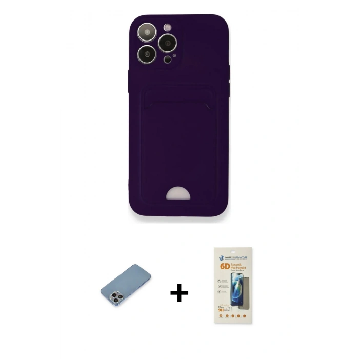 MARSİLYAN™- iPhone 12 Pro Max Kılıf Vadi Çizgi Prime - Siyah 6D Mat Seramik Hayalet Nano Ekran Koruyucu + Gökkuşağı Shine Kamera Lens Koruma Cam
