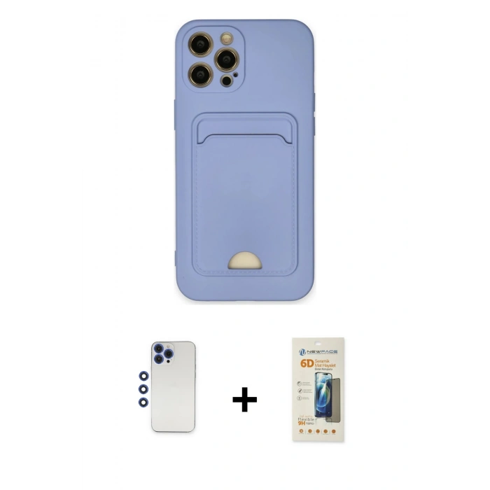 MARSİLYAN™- iPhone 12 Pro Max Kılıf Vadi Çizgi Prime - Siyah 6D Mat Seramik Hayalet Nano Ekran Koruyucu + Shine Kamera Lens - LT