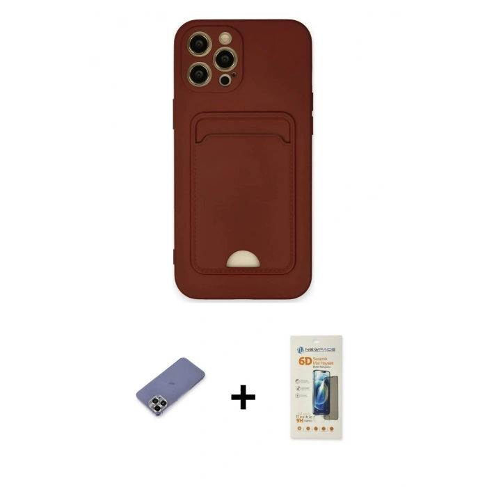MARSİLYAN™- iPhone 12 Pro Max Kılıf Vadi Çizgi Prime - Siyah 6D Mat Seramik Hayalet Nano Ekran Koruyucu + Metal Kamera Lens Koruma Cam - GD