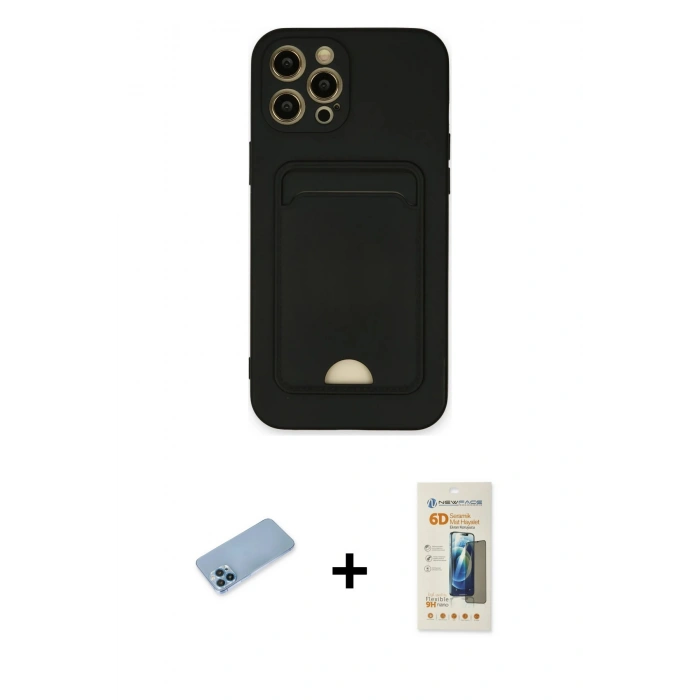 MARSİLYAN™- iPhone 12 Pro Max Kılıf Vadi Çizgi Prime - Siyah 6D Mat Seramik Hayalet Nano Ekran Koruyucu + Shine Kamera Lens Koruma Cam - MI