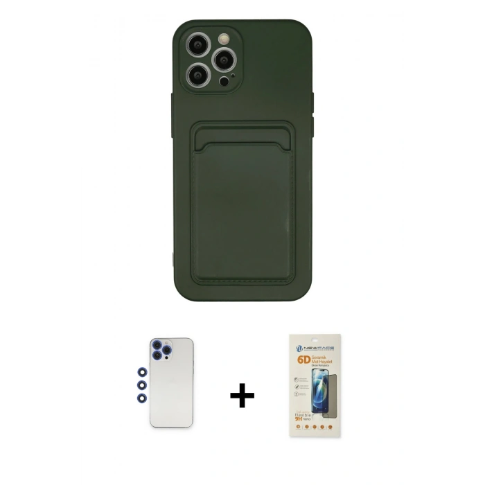 MARSİLYAN™- iPhone 12 Pro Max Kılıf Vadi Çizgi Prime - Siyah 6D Mat Seramik Hayalet Nano Ekran Koruyucu + Shine Kamera Lens - LT