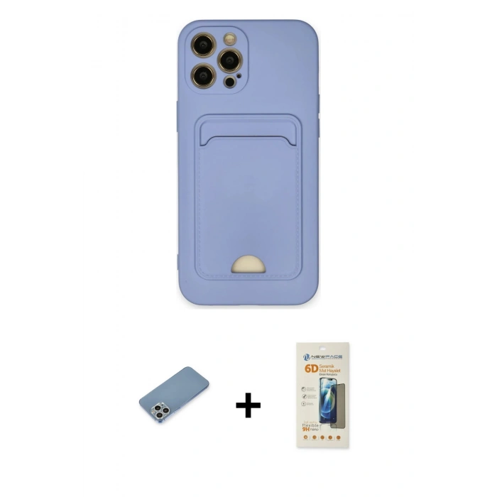 MARSİLYAN™- iPhone 12 Pro Max Kılıf Vadi Çizgi Prime - Siyah 6D Mat Seramik Hayalet Nano Ekran Koruyucu + Gümüş Shine Kamera Lens Koruma Cam