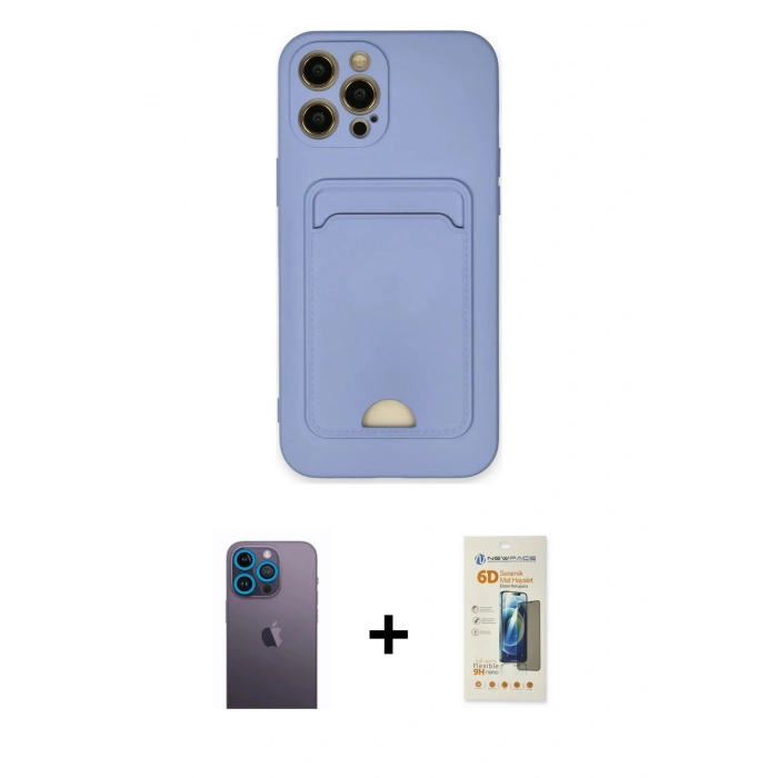 MARSİLYAN™- iPhone 12 Pro Max Kılıf Vadi Çizgi Prime - Siyah 6D Mat Seramik Hayalet Nano Ekran Koruyucu + Neon Fosforlu Kamera Lens - MI