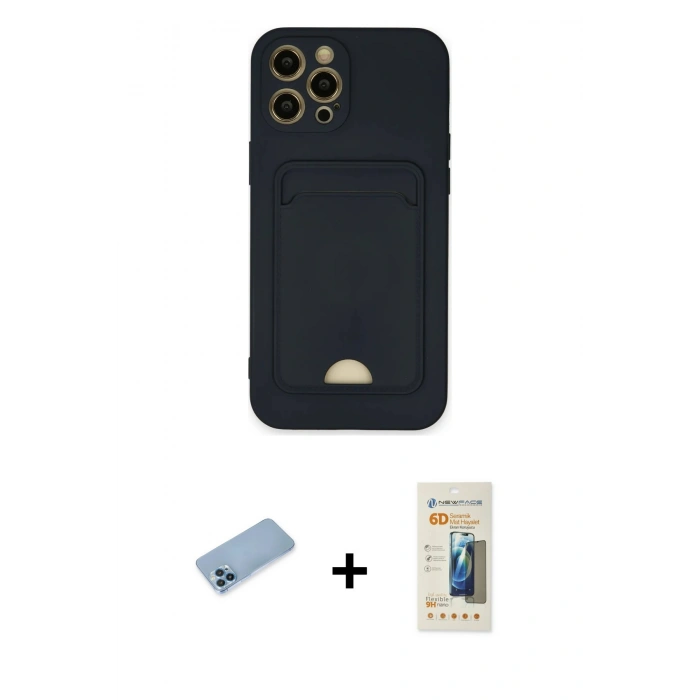 MARSİLYAN™- iPhone 12 Pro Max Kılıf Vadi Çizgi Prime - Siyah 6D Mat Seramik Hayalet Nano Ekran Koruyucu + Shine Kamera Lens Koruma Cam - MI