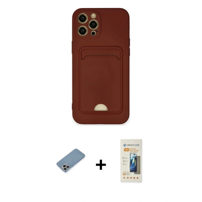 MARSİLYAN™- iPhone 12 Pro Max Kılıf Vadi Çizgi Prime - Siyah 6D Mat Seramik Hayalet Nano Ekran Koruyucu + Gökkuşağı Shine Kamera Lens Koruma Cam
