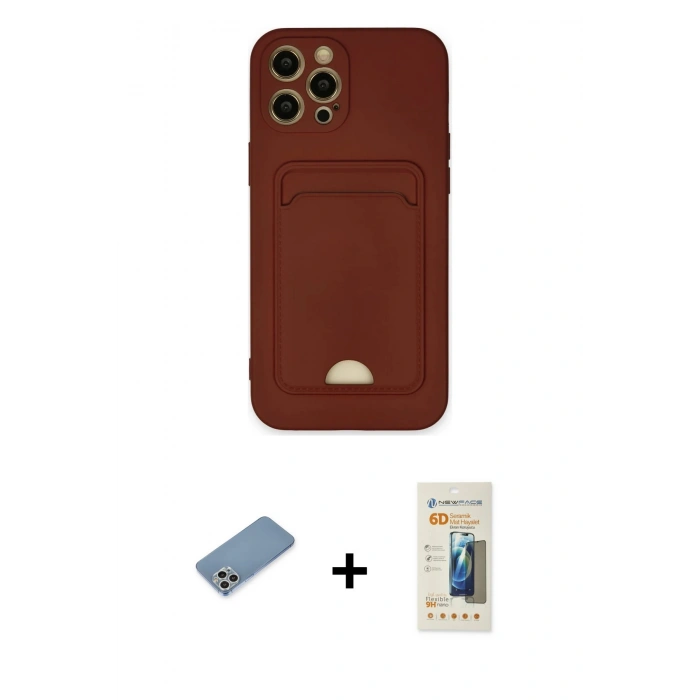 MARSİLYAN™- iPhone 12 Pro Max Kılıf Vadi Çizgi Prime - Siyah 6D Mat Seramik Hayalet Nano Ekran Koruyucu + Gümüş Shine Kamera Lens Koruma Cam