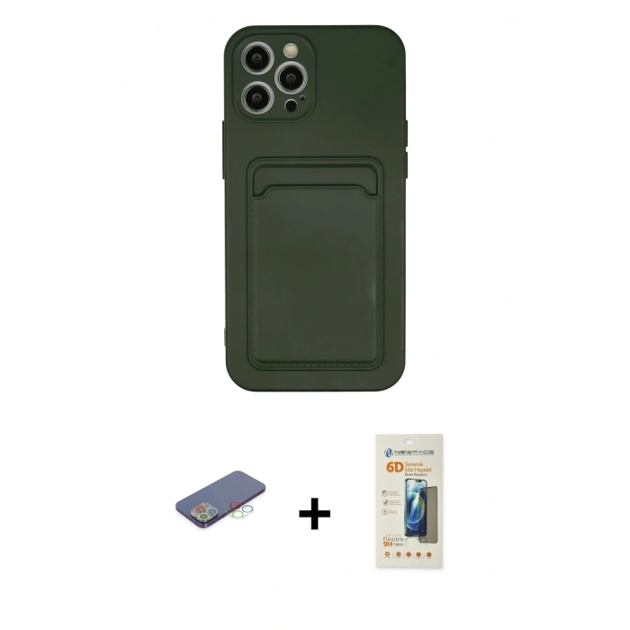 MARSİLYAN™- iPhone 12 Pro Max Kılıf Vadi Çizgi Prime - Siyah 6D Mat Seramik Hayalet Nano Ekran Koruyucu + Renkli Kamera Lens Koruma Cam - MI