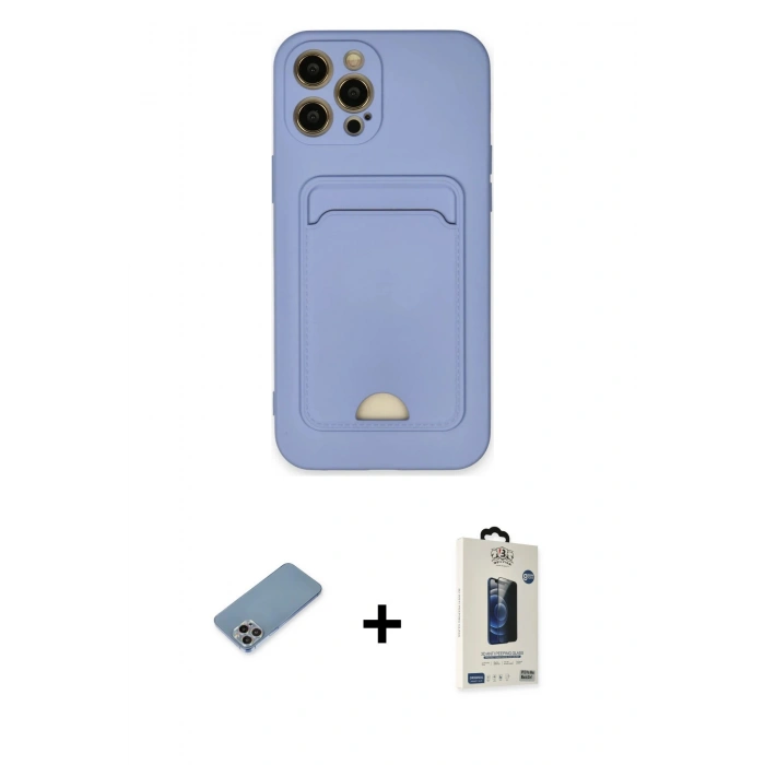 MARSİLYAN™- iPhone 12 Pro Max Kılıf Vadi Çizgi Prime - Siyah Bilvis Hayalet Cam Ekran Koruyucu + Shine Kamera Lens Koruma Cam - GI