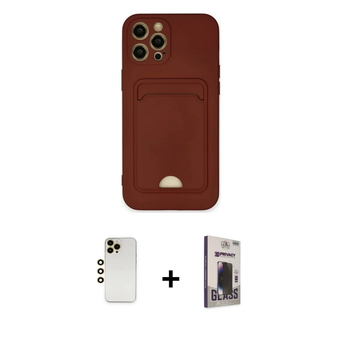 MARSİLYAN™- iPhone 12 Pro Max Kılıf Vadi Çizgi Prime - Siyah Bilvis Hayalet Cam Ekran Koruyucu + Shine Kamera Lens - GD