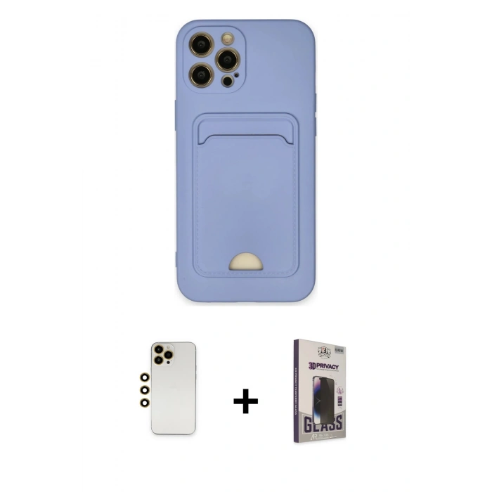 MARSİLYAN™- iPhone 12 Pro Max Kılıf Vadi Çizgi Prime - Siyah Bilvis Hayalet Cam Ekran Koruyucu + Shine Kamera Lens - GD