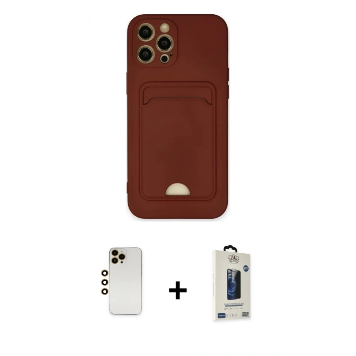 MARSİLYAN™- iPhone 12 Pro Max Kılıf Vadi Çizgi Prime - Siyah Bilvis Hayalet Cam Ekran Koruyucu + Shine Kamera Lens - GD
