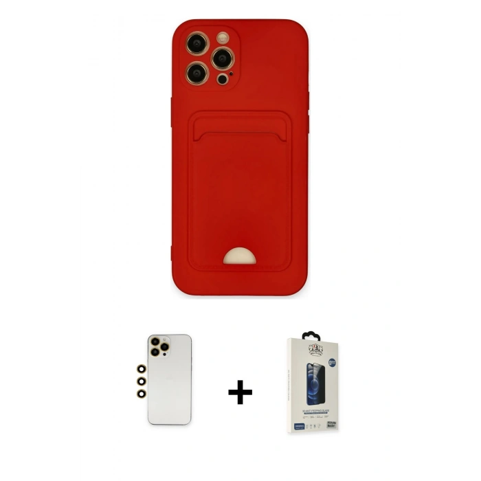 MARSİLYAN™- iPhone 12 Pro Max Kılıf Vadi Çizgi Prime - Siyah Bilvis Hayalet Cam Ekran Koruyucu + Shine Kamera Lens - GD