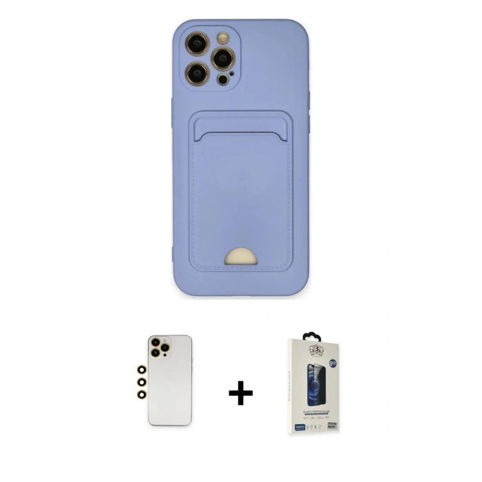 MARSİLYAN™- iPhone 12 Pro Max Kılıf Vadi Çizgi Prime - Siyah Bilvis Hayalet Cam Ekran Koruyucu + Shine Kamera Lens - GD