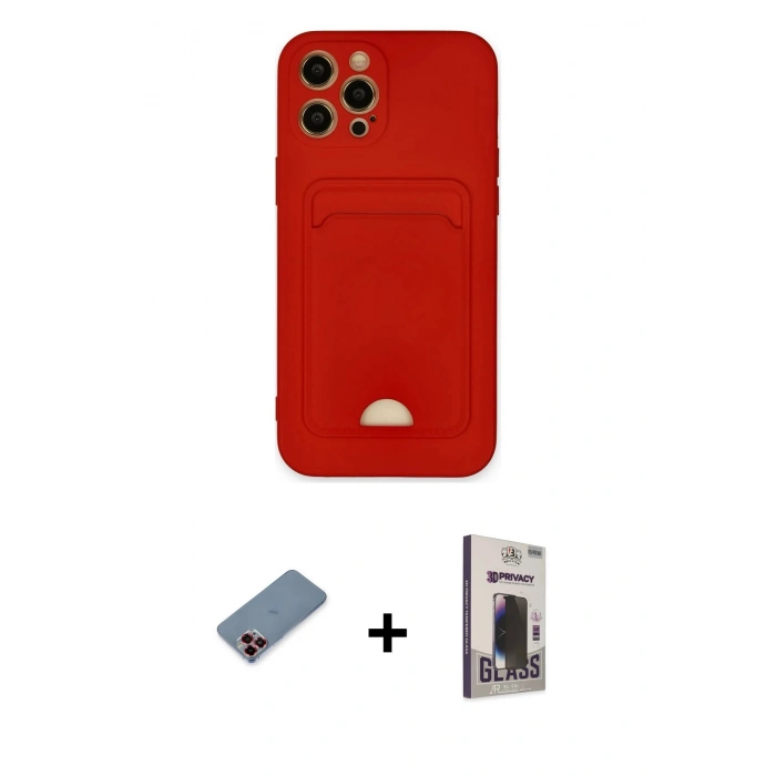 MARSİLYAN™- iPhone 12 Pro Max Kılıf Vadi Çizgi Prime - Siyah Bilvis Hayalet Cam Ekran Koruyucu + Metal Kamera Lens Koruma Cam - KI