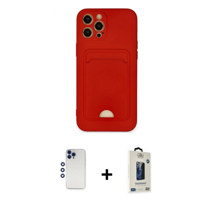 MARSİLYAN™- iPhone 12 Pro Max Kılıf Vadi Çizgi Prime - Siyah Bilvis Hayalet Cam Ekran Koruyucu + Shine Kamera Lens - LT