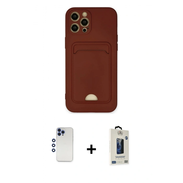 MARSİLYAN™- iPhone 12 Pro Max Kılıf Vadi Çizgi Prime - Siyah Bilvis Hayalet Cam Ekran Koruyucu + Shine Kamera Lens - LT