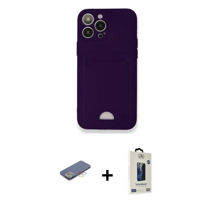 MARSİLYAN™- iPhone 12 Pro Max Kılıf Vadi Çizgi Prime - Siyah Bilvis Hayalet Cam Ekran Koruyucu + Renkli Kamera Lens Koruma Cam - MI