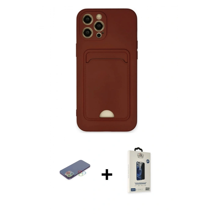 MARSİLYAN™- iPhone 12 Pro Max Kılıf Vadi Çizgi Prime - Siyah Bilvis Hayalet Cam Ekran Koruyucu + Renkli Kamera Lens Koruma Cam - MI