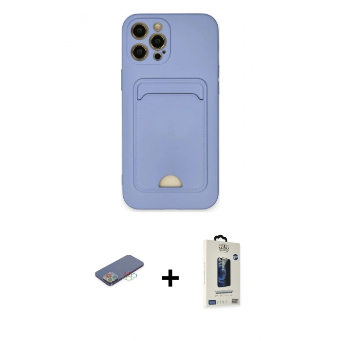 MARSİLYAN™- iPhone 12 Pro Max Kılıf Vadi Çizgi Prime - Siyah Bilvis Hayalet Cam Ekran Koruyucu + Renkli Kamera Lens Koruma Cam - MI