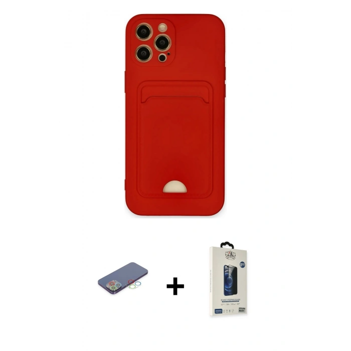 MARSİLYAN™- iPhone 12 Pro Max Kılıf Vadi Çizgi Prime - Siyah Bilvis Hayalet Cam Ekran Koruyucu + Renkli Kamera Lens Koruma Cam - MI