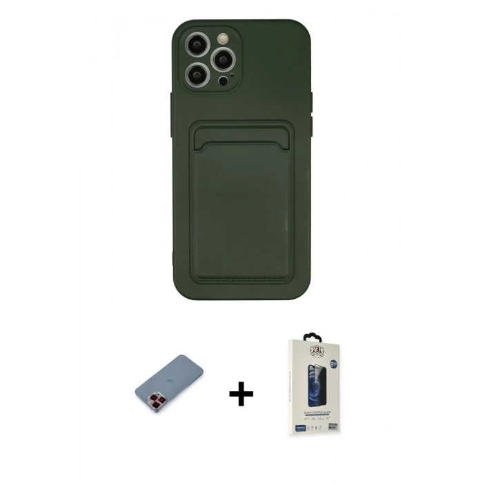 MARSİLYAN™- iPhone 12 Pro Max Kılıf Vadi Çizgi Prime - Siyah Bilvis Hayalet Cam Ekran Koruyucu + Metal Kamera Lens Koruma Cam - KI