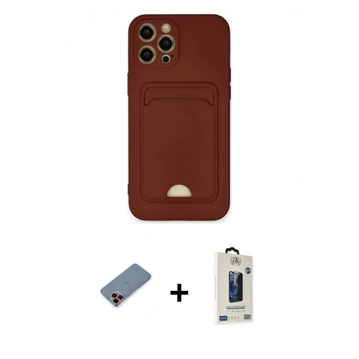 MARSİLYAN™- iPhone 12 Pro Max Kılıf Vadi Çizgi Prime - Siyah Bilvis Hayalet Cam Ekran Koruyucu + Metal Kamera Lens Koruma Cam - KI
