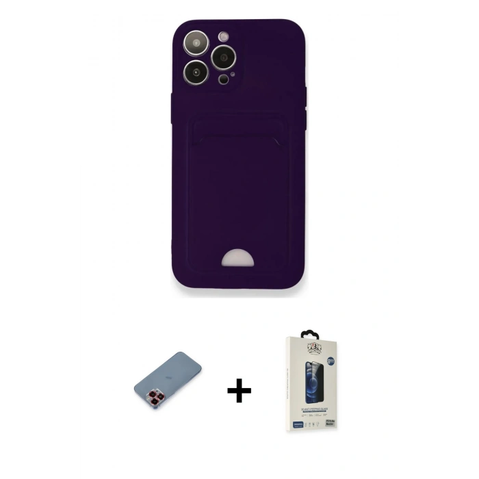 MARSİLYAN™- iPhone 12 Pro Max Kılıf Vadi Çizgi Prime - Siyah Bilvis Hayalet Cam Ekran Koruyucu + Metal Kamera Lens Koruma Cam - KI