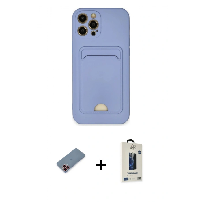 MARSİLYAN™- iPhone 12 Pro Max Kılıf Vadi Çizgi Prime - Siyah Bilvis Hayalet Cam Ekran Koruyucu + Metal Kamera Lens Koruma Cam - KI