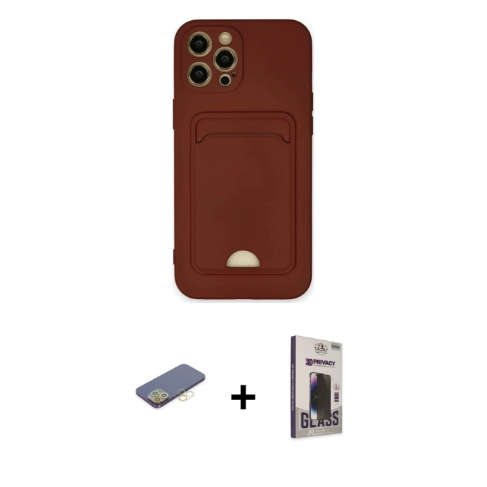 MARSİLYAN™- iPhone 12 Pro Max Kılıf Vadi Çizgi Prime - Siyah Bilvis Hayalet Cam Ekran Koruyucu + Renkli Kamera Lens Koruma Cam - SI