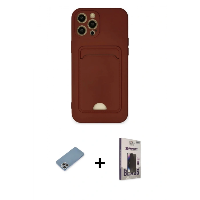 MARSİLYAN™- iPhone 12 Pro Max Kılıf Vadi Çizgi Prime - Siyah Bilvis Hayalet Cam Ekran Koruyucu + Shine Kamera Lens Koruma Cam - GI
