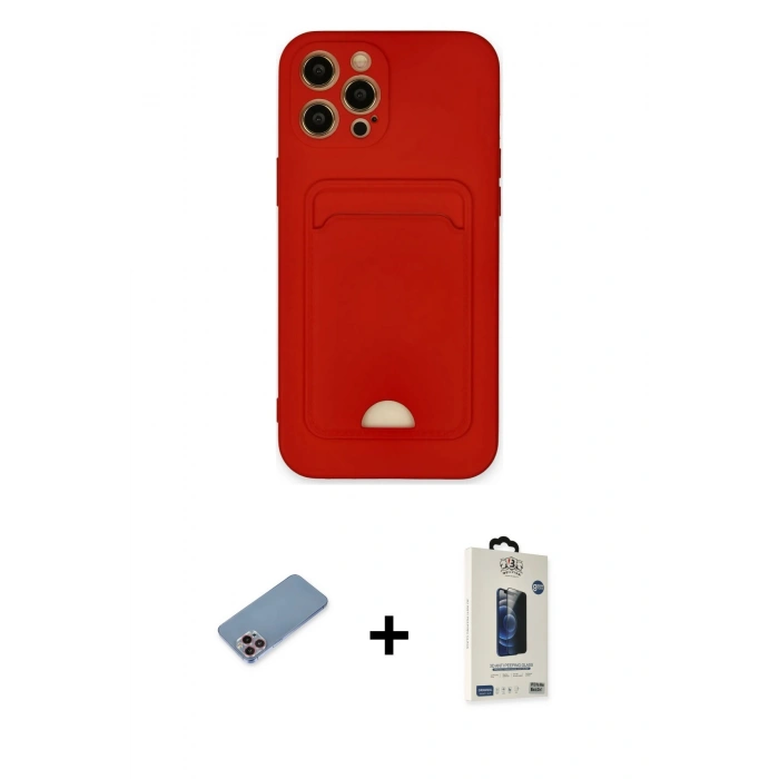 MARSİLYAN™- iPhone 12 Pro Max Kılıf Vadi Çizgi Prime - Siyah Bilvis Hayalet Cam Ekran Koruyucu + Shine Kamera Lens Koruma Cam - PE