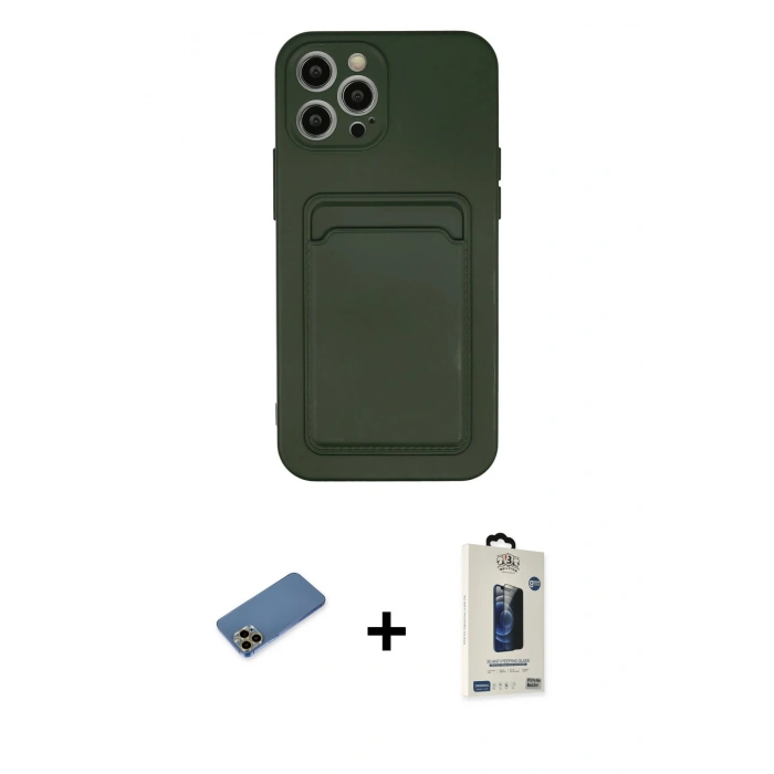 MARSİLYAN™- iPhone 12 Pro Max Kılıf Vadi Çizgi Prime - Siyah Bilvis Hayalet Cam Ekran Koruyucu + Shine Kamera Lens Koruma Cam - GD